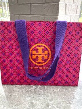 Tory Burch Gift Bag Velcro Closure Cloth Handles Accessory Bag Small
